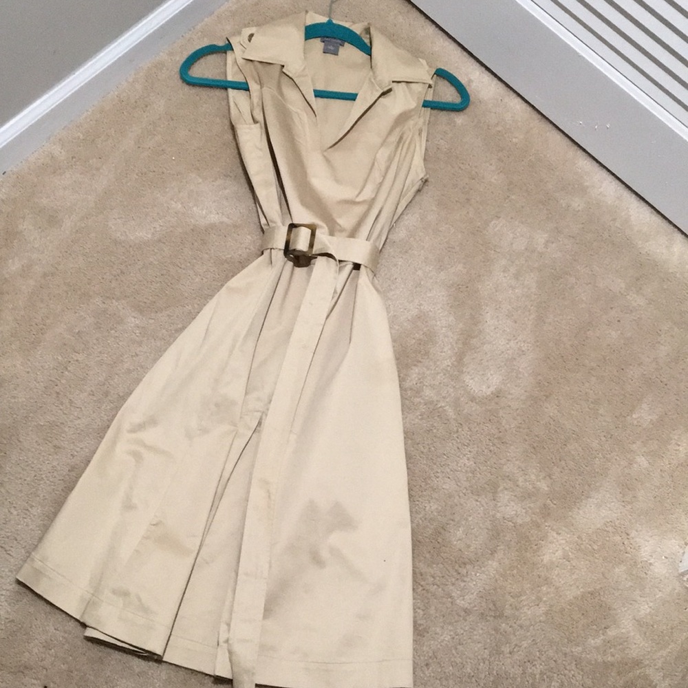 Ann Taylor Khaki/ Beige Pleated Dress